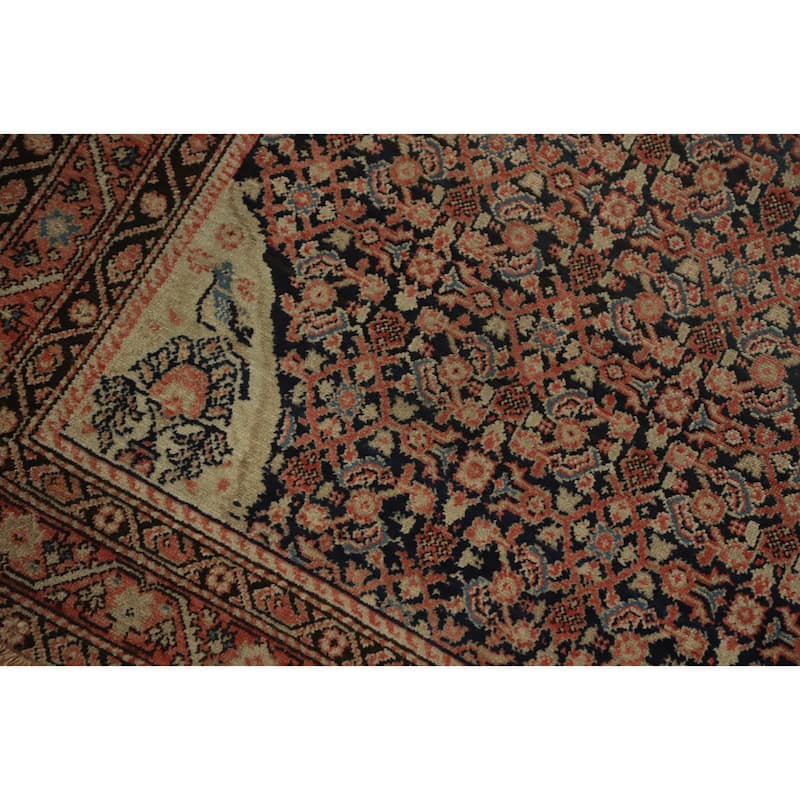 Hand Knotted Oriental 100% Wool Carpet Traditional All-Over Navy Blue & Blues Malayer Area Rug - 6' 5'' X 4' 5''