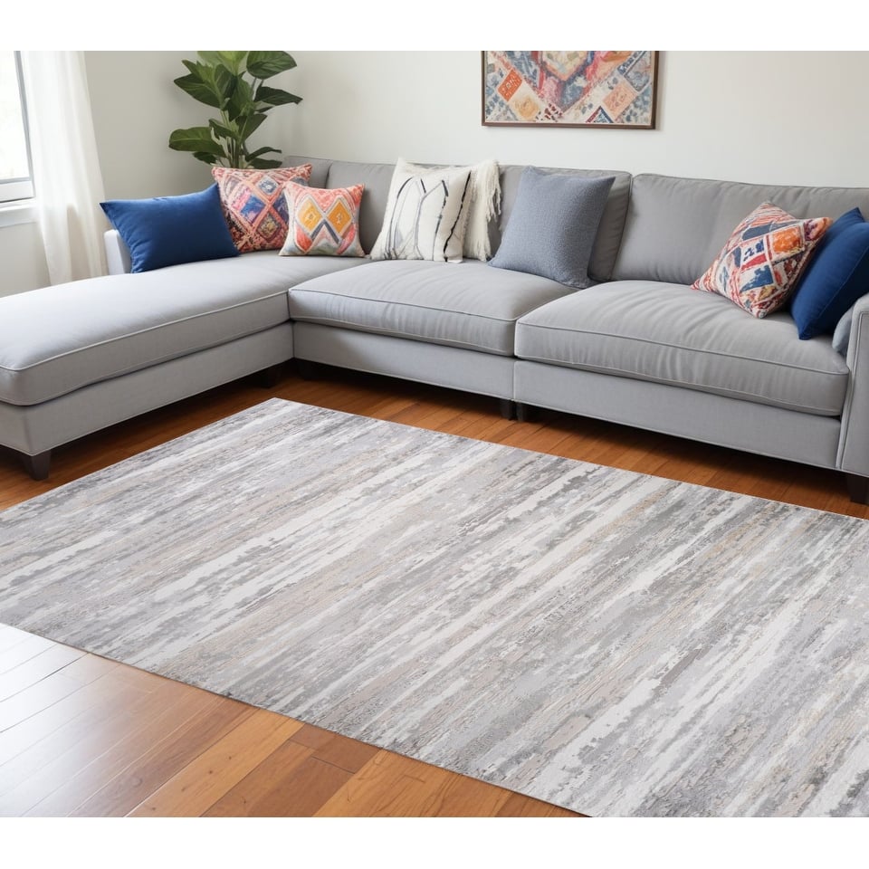 Bido Abstract Modern Stain Resistant Woven Durable Area Rug By HomeRoots