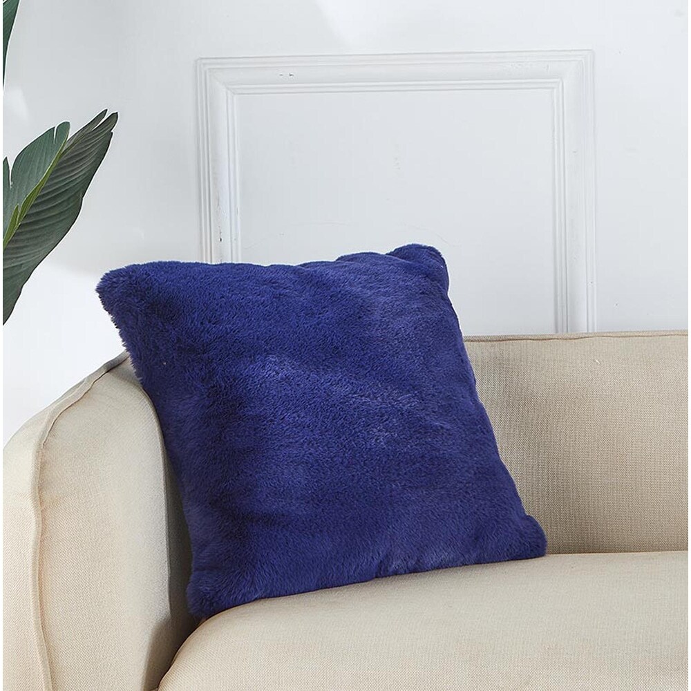 Navy blue top faux fur pillow