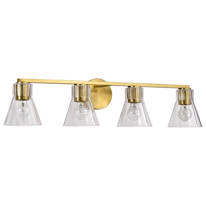 Gianna 4 Light Vanity Vintage Brass Finish Clear Glass - Vintage Brass