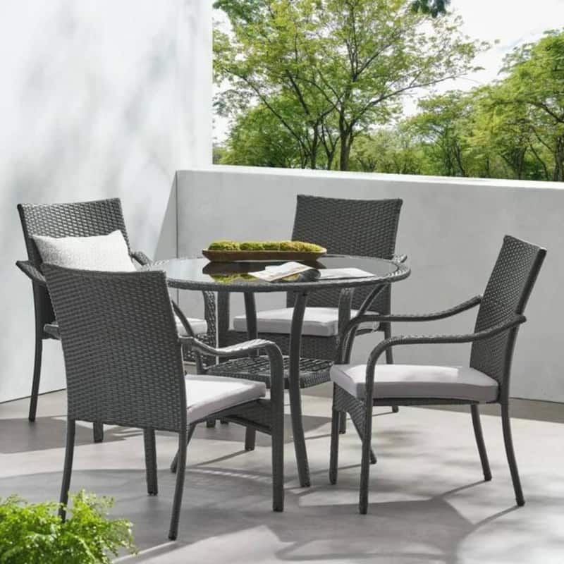 Outdoor Rattan Dining Set with 4 Dining Chairs