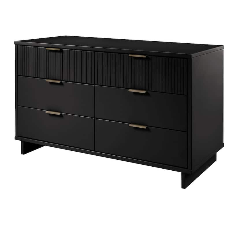 Manhattan Comfort Granville 55.07" Modern Double Wide 6 Drawer Dresser
