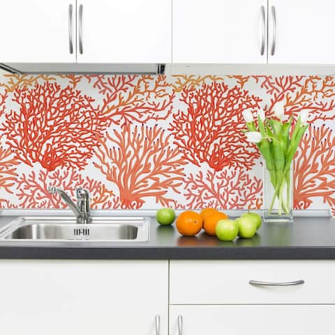 Orange coral Peel and Stick Removable Wallpaper 4842