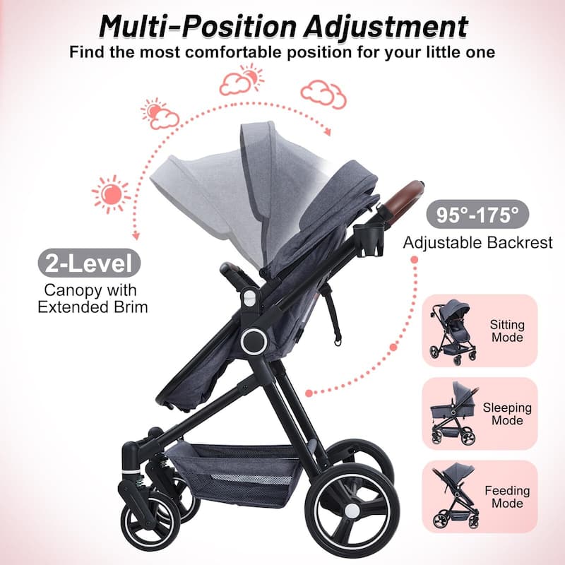 Convertible Baby Stroller for Toddler 1-3