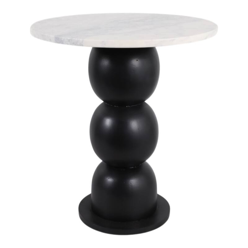 Marble Top Wood Bubble Base Modern End Table - White, 21 in. - 18" x 18" x 20.5"