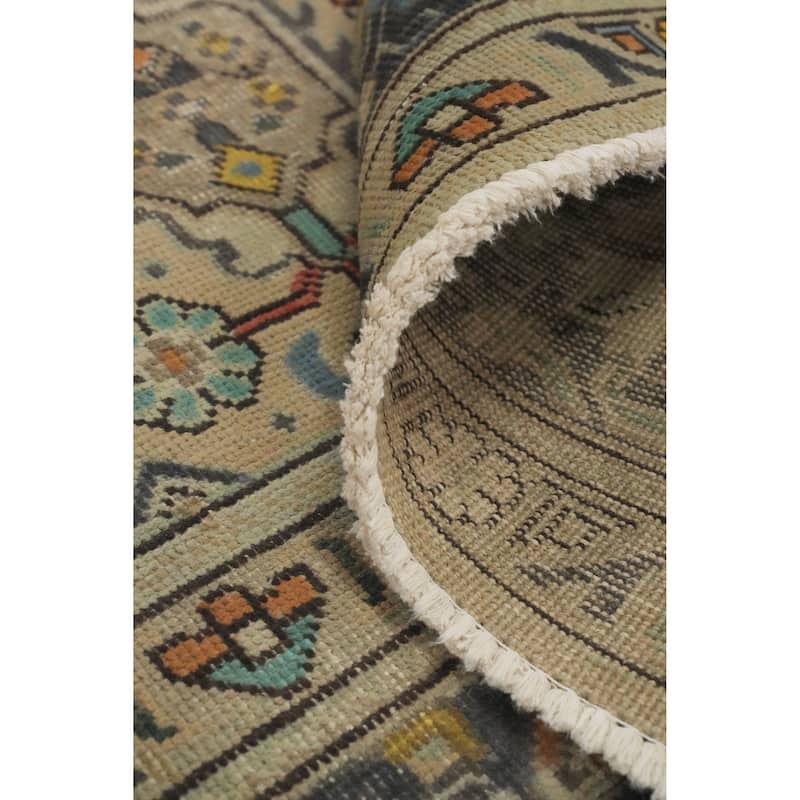 Hand Knotted Oriental 100% Wool Carpet Traditional Floral Beige & Ivories Tabriz Area Rug - 12' 8'' X 9' 5''