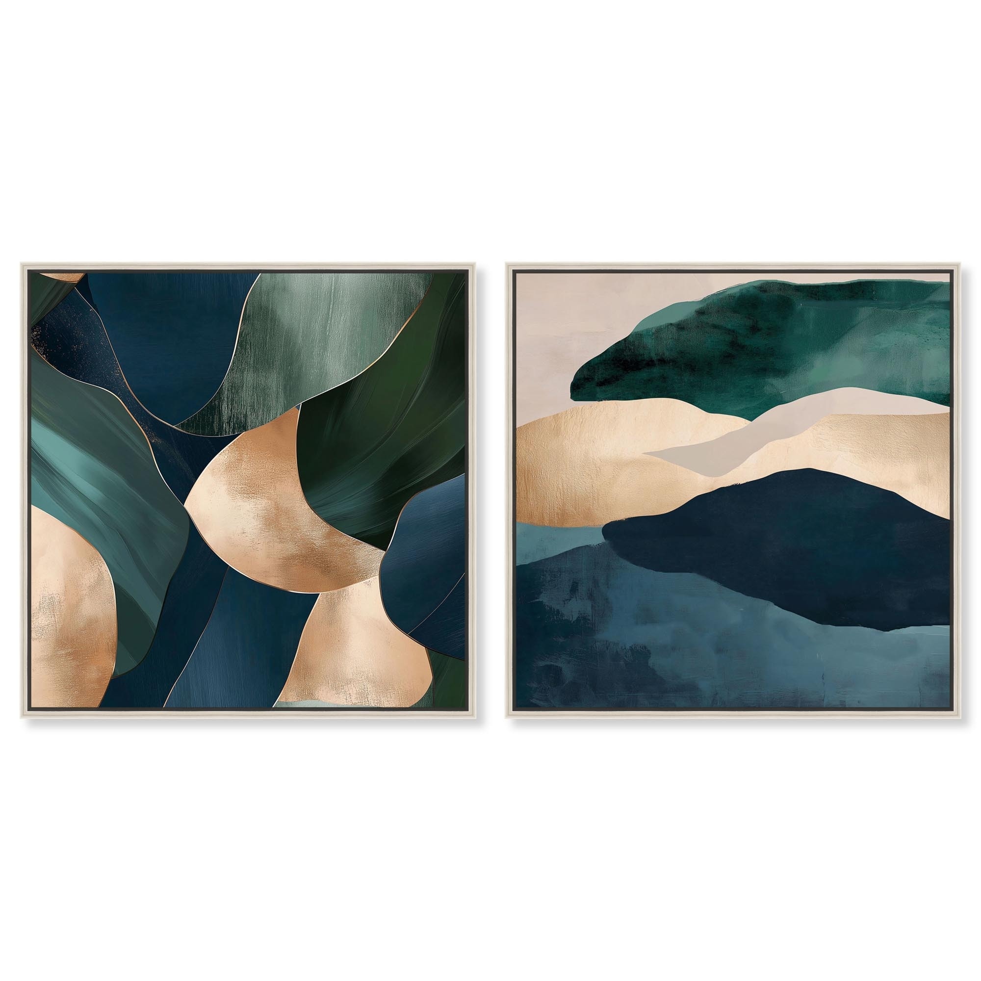 Navy Emerald Set Canvas Set of 2 by Art Remedy