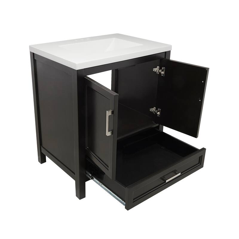 Nevado 37" Bathroom Vanity with Cultured Marble Vanity Top Sink in White with White Basin