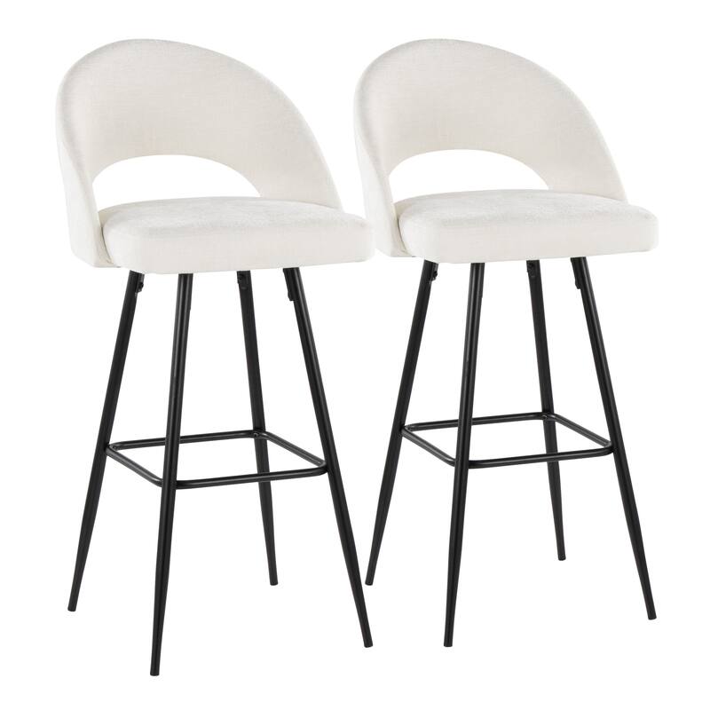 Renee Upholstered 30" Fixed-height Barstool - Set Of 2 - Cream Fabric/Black