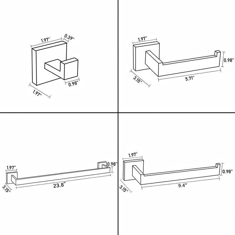 AITINKAN 4-Piece Bath Hardware Set Square Towel Holder Set