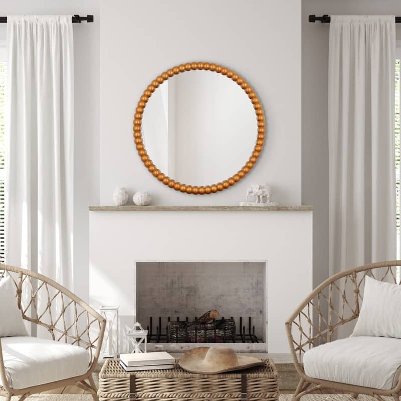 Signature Farmhouse Beaded Round Wall Mirror