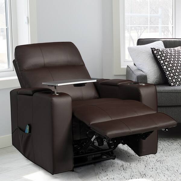 Shop Costway Massage Recliner Chair Home Theater Seating W Swivel Tray On Sale Overstock 30922460