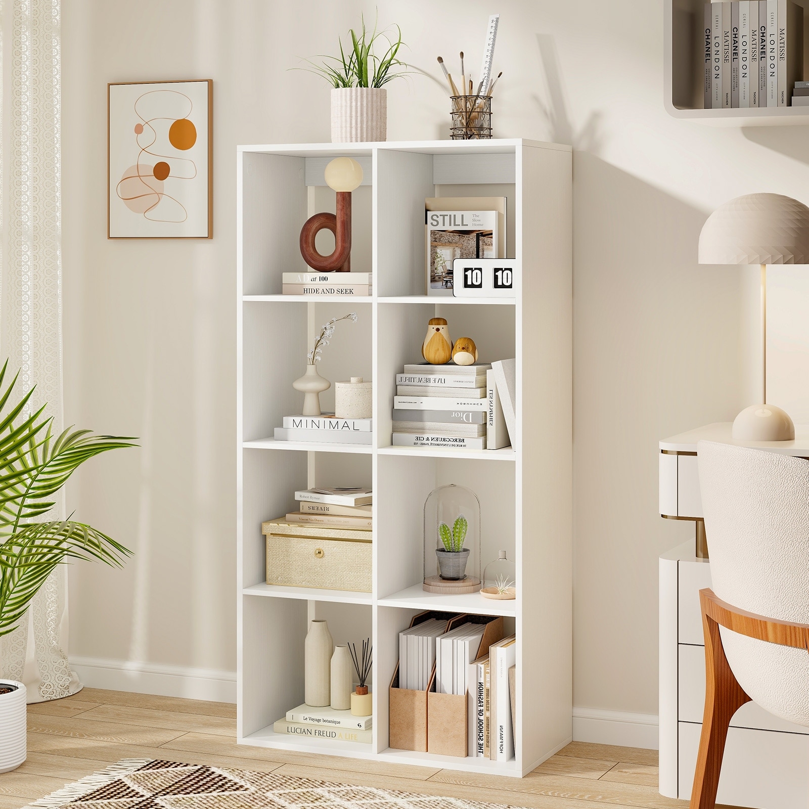 Eightキャビネット Gymax 2PCS 8-Cube Bookcase Freestanding Cube Storage Organizer w