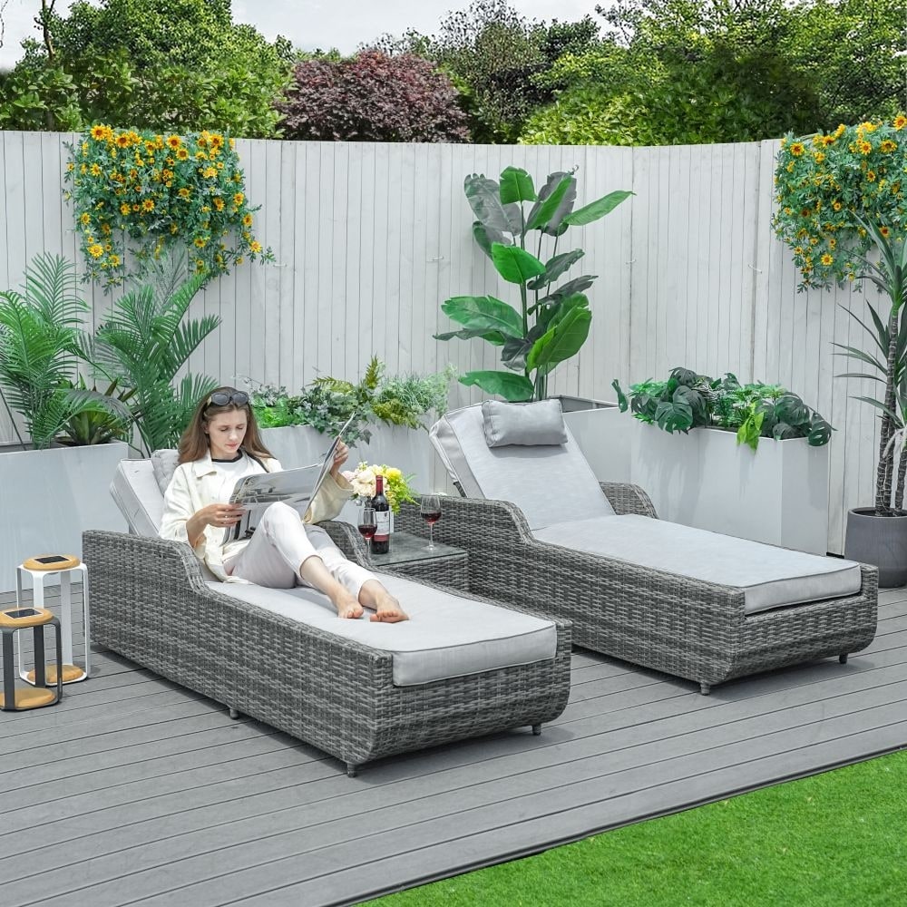Grey Wicker Outdoor Chaise Lounges Bed Bath Beyond