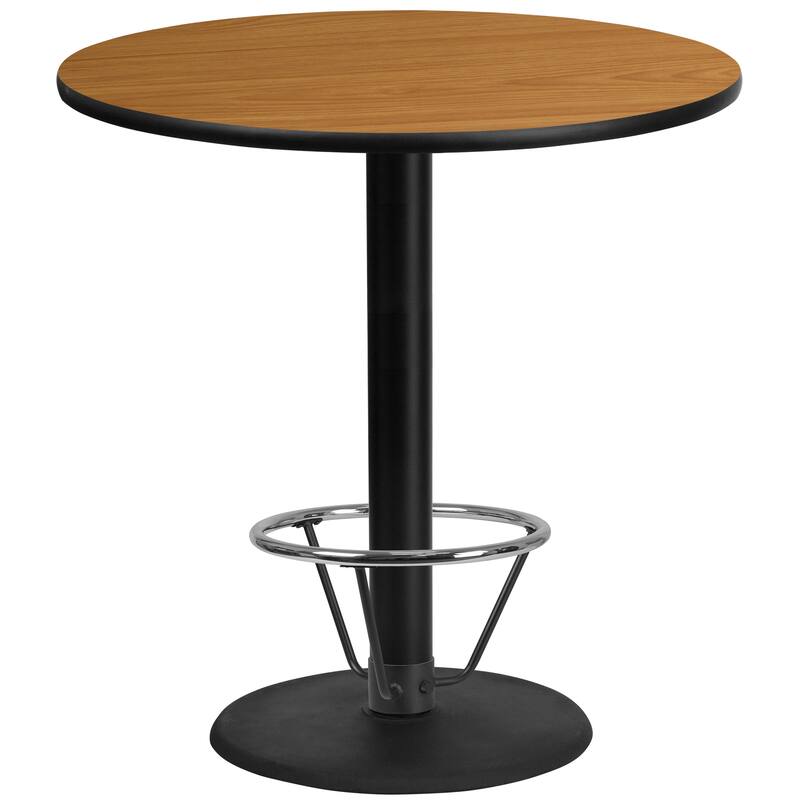 42'' Round Laminate Table Top with 24'' Round Bar Height Table Base - Natural