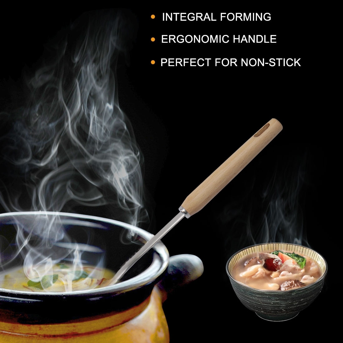 Sanwood Soup Ladle Japanese Solid Wood Soup Ladle Long Handle Hot Pot Spoon Kitchen Cooking Utensil, Size: 28, Large
