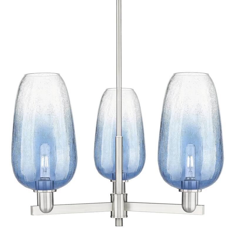 Innovations Lighting 716-3CR-17-18 Brookhaven Flute Chandelier - Satin Nickel / Sapphire Blue