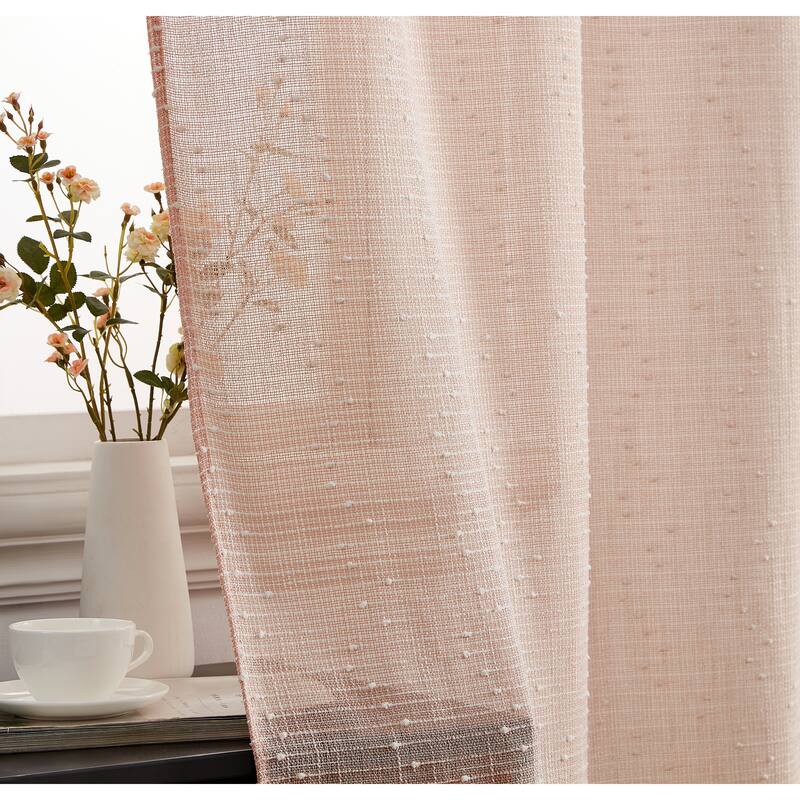 HLC.ME Emily Faux Linen Semi Sheer Light Filtering Transparent Grommet Lightweight Window Curtains Drapery Panels, 2 Panels