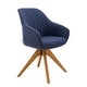 preview thumbnail 54 of 89, Art Leon Classical Swivel Office Accent Chair with Wood Legs Walnut Finished Wood Legs - Royal Blue Fabric