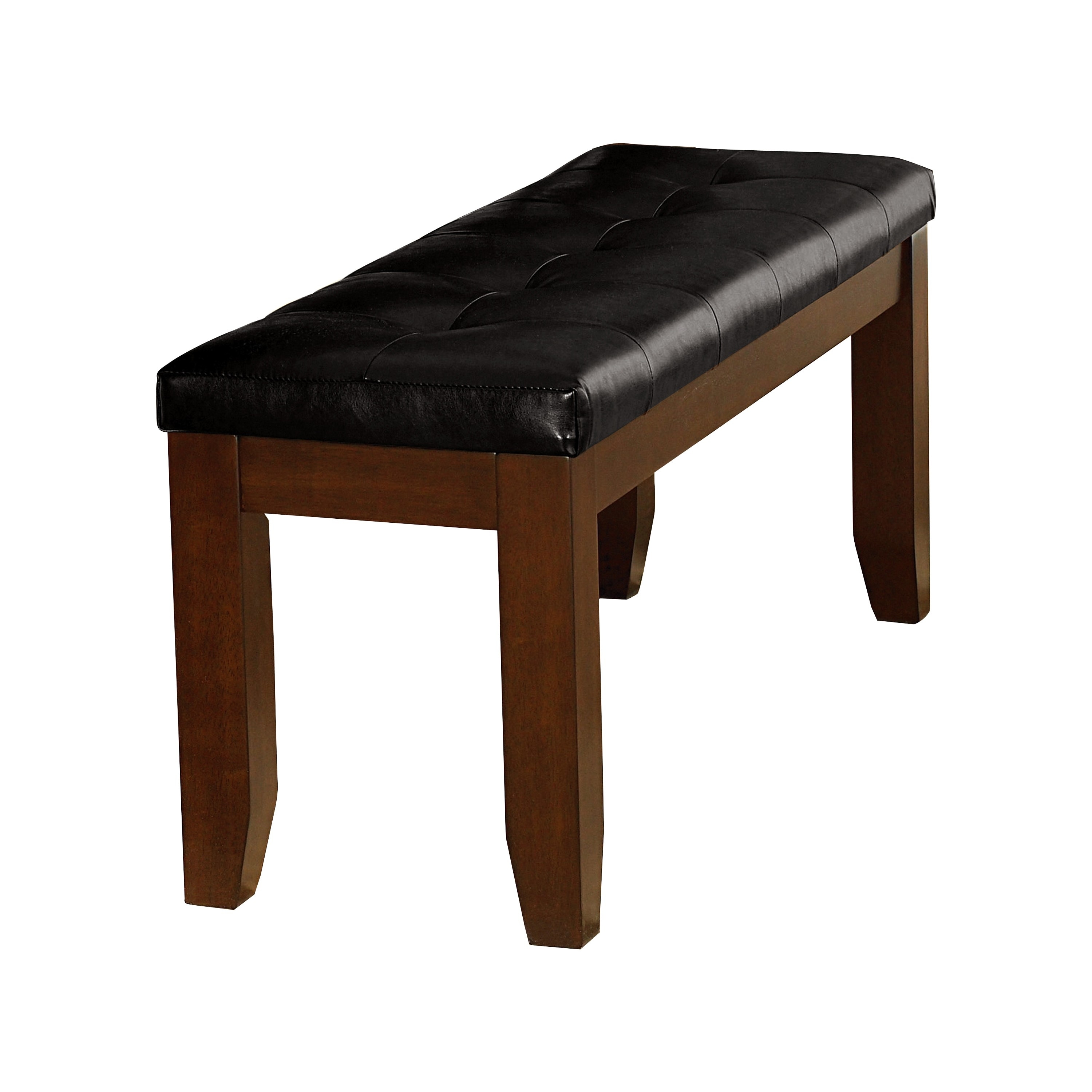 Wooden Bench 1pc Faux Leather Upholstered Seat