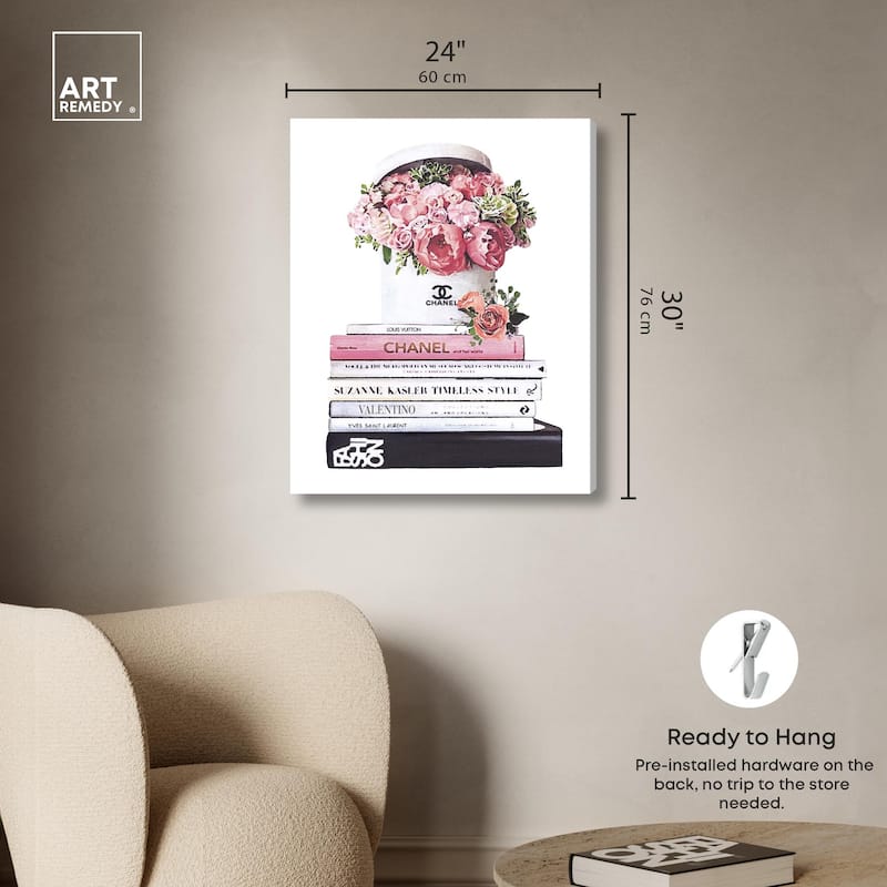 Pretty Roses upon Books Canvas by Art Remedy, Gallery Wrapped