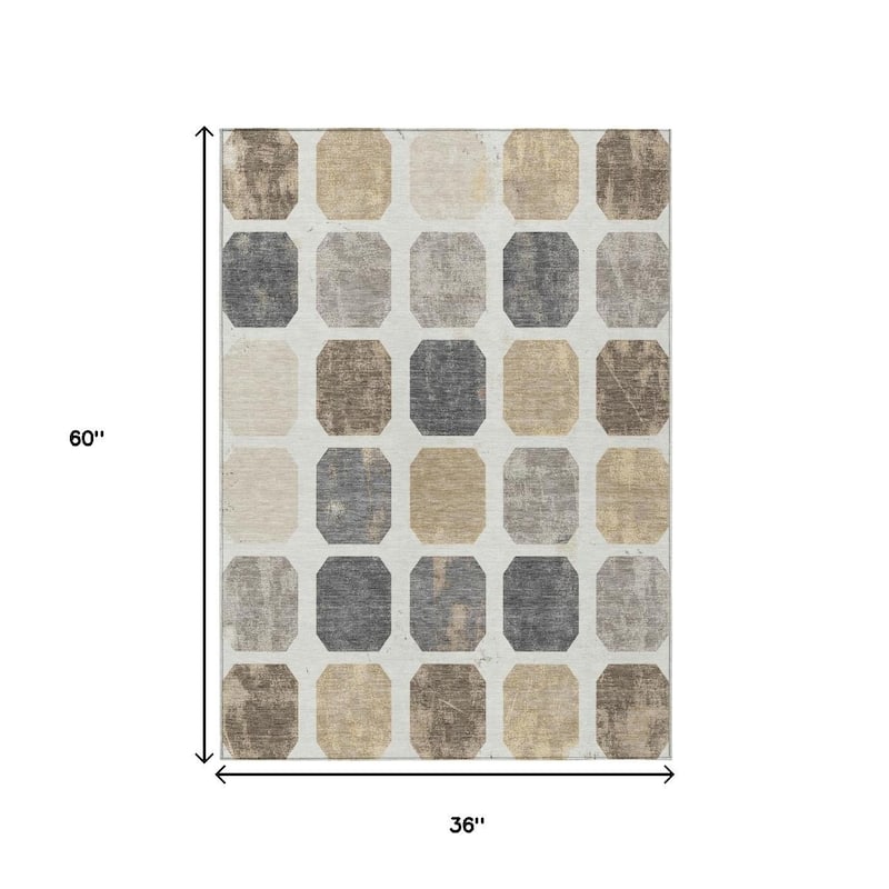 HomeRoots Geometric Transitional Rectangle Outdoor Rug
