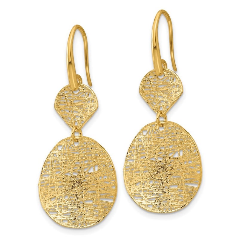 Curata 14k Yellow Gold Intricate Wire Wrapped Shapes Long Drop Dangle Earrings - 41.8x19.8mm