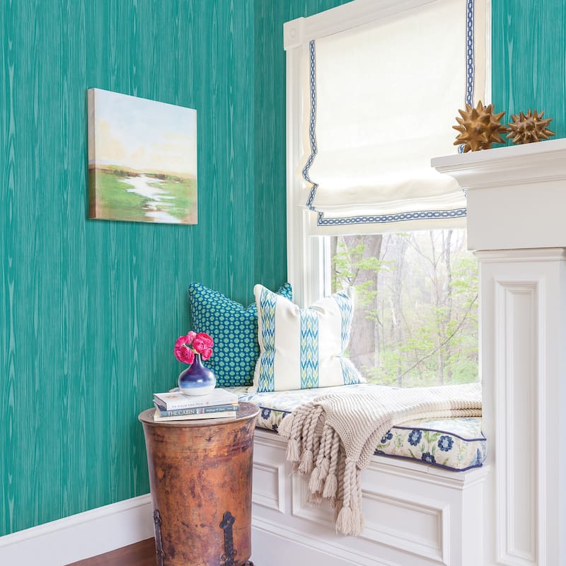 A-Street Prints Illusion Aqua Faux Wood Wallpaper