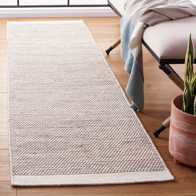 SAFAVIEH Handmade Natura Ludmila Farmhouse Wool Rug - 2'3" x 8' Runner - Brown/Ivory