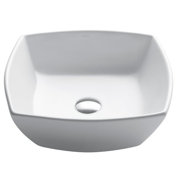 Kraus Elavo 16 1/2 inch Square Porcelain Ceramic Vessel Bathroom Sink. Opens flyout.