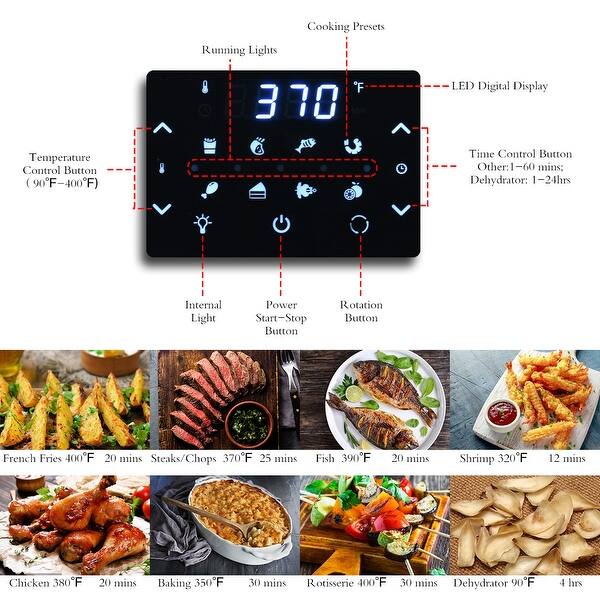 Shop Costway 19 Qt Multi Functional Air Fryer Oven 1800w Dehydrator On Sale Overstock 29889309