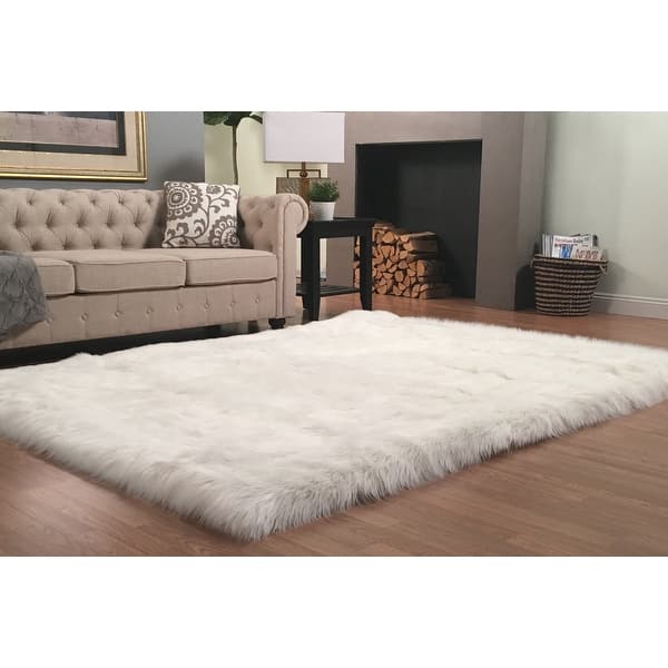 slide 2 of 18, Silver Orchid Nansen Luxurious Faux Sheepskin Thick Shag Area Rug
