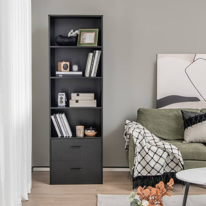 Costway 6-Tier Tall Bookshelf Freestanding Modern Bookcase Black