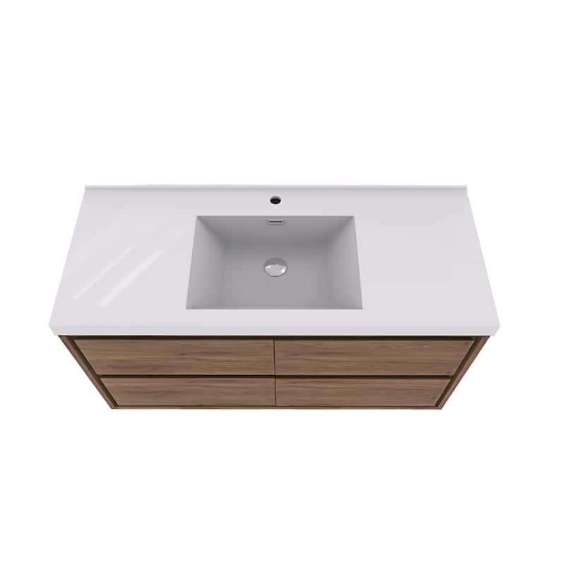 Sage 60" wall mounted bathroom vanity with single basin acrylic top