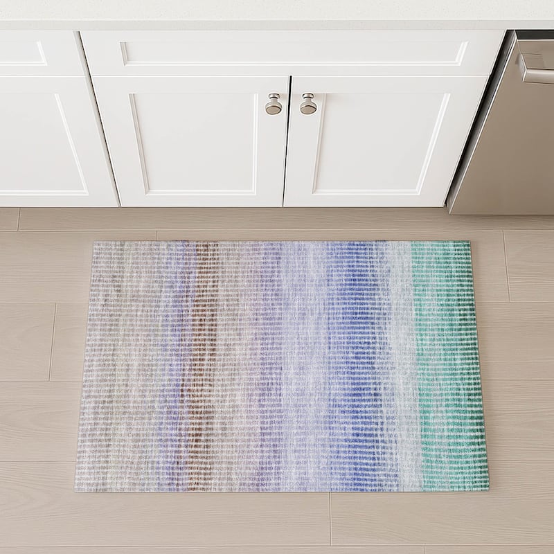 Machine Washable Indoor/ Outdoor Contemporary Stripes Chantille Rug