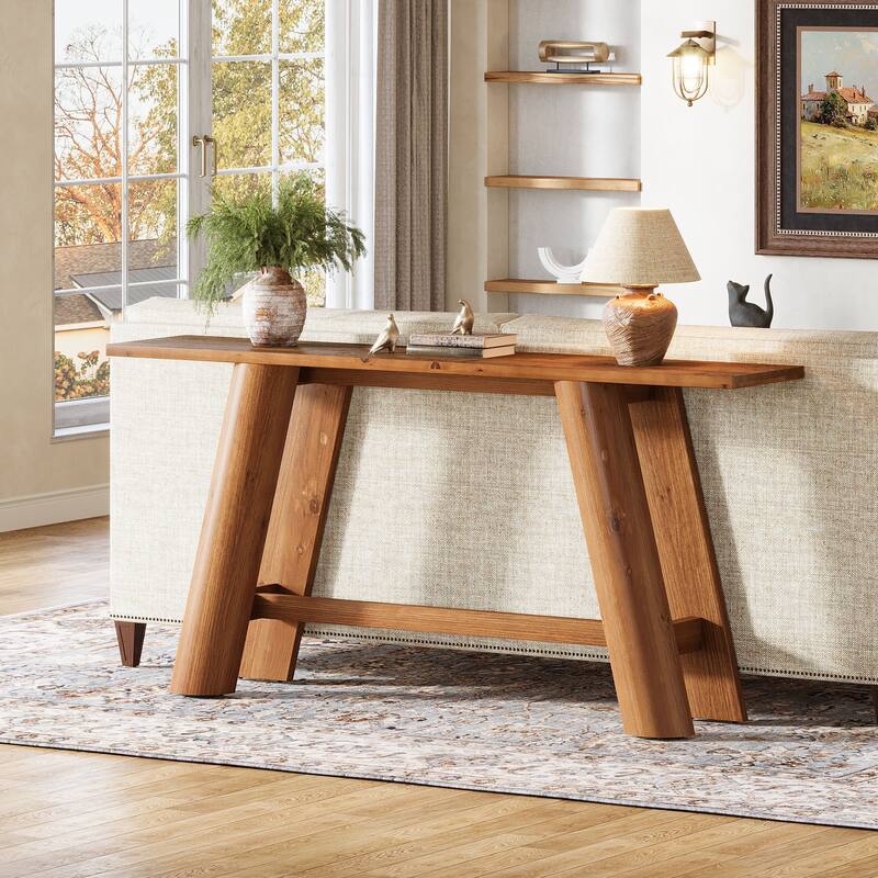 70.9" Long Farmhouse Solid Wood Console Sofa Table for Living Room