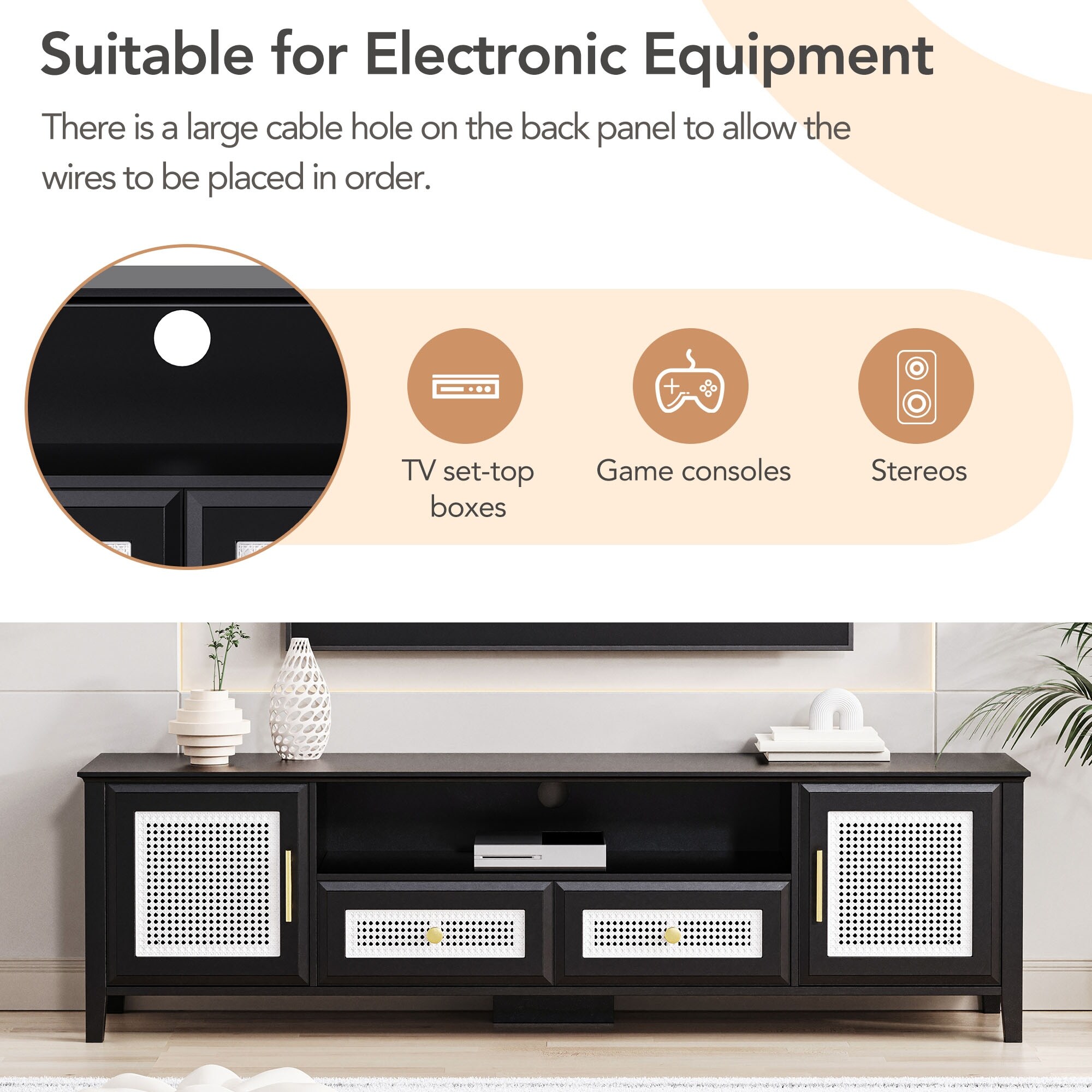 Modern TV Console Table With Drawers And Cabinets Bed Bath Beyond   Modern TV Console Table With Drawers And Cabinets 