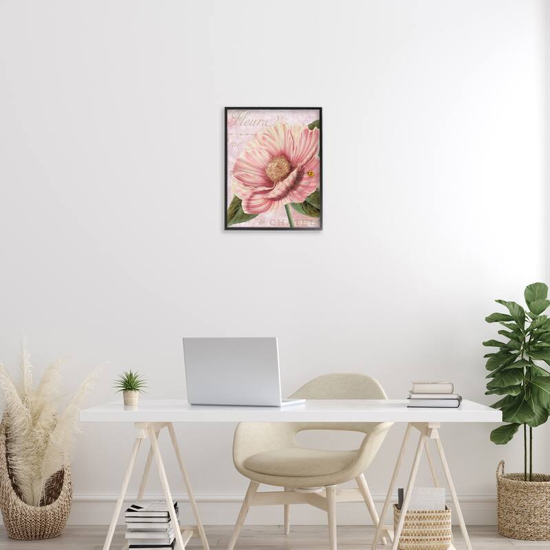 Stupell French Flower & Ladybug Framed Giclee Art Design By Sasha
