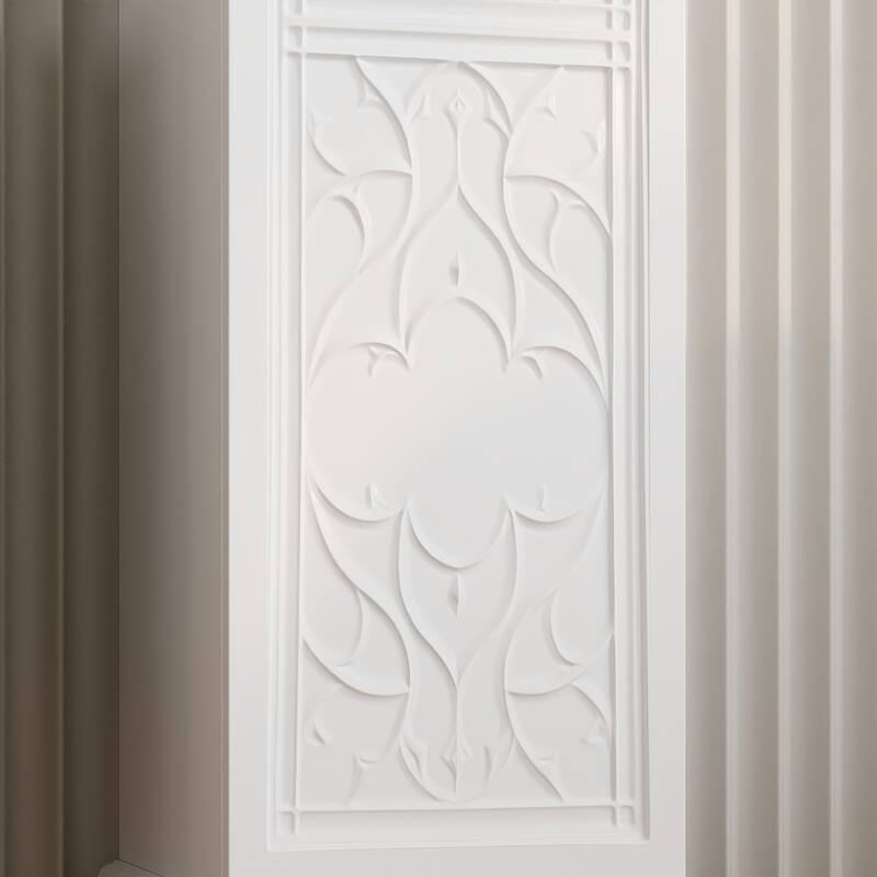 Solid Pine Wood Fireplace Mantel Cabinet with Hidden Storage – White Decorative Console