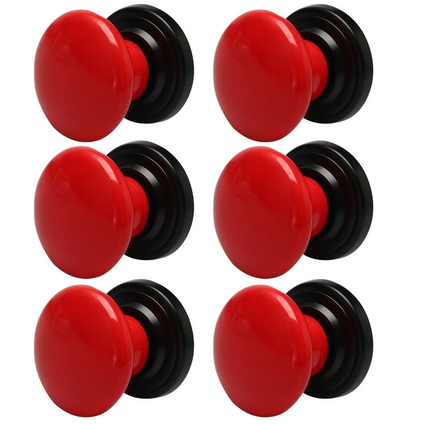 6pcs Ceramic Knobs Vintage Knob Drawer Round Pull Handle Furniture Drawer Cabinet Cupboard Wardrobe Dresser Replacement Red