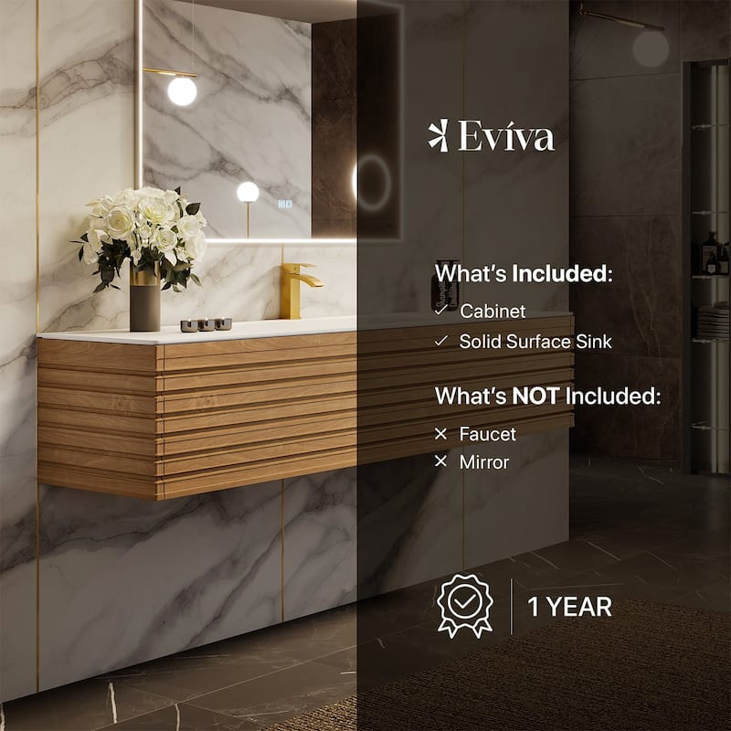 Allure 55" Oak SS Bath Vanity with Solid Surface Top and Integrated Sink