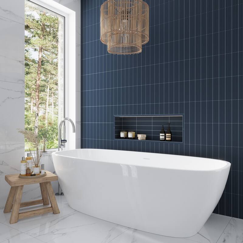Apollo tile 0.5" x 8" Arte Matte Blue Ceramic Tile (0.3 sq ft/case) - 10 Pack