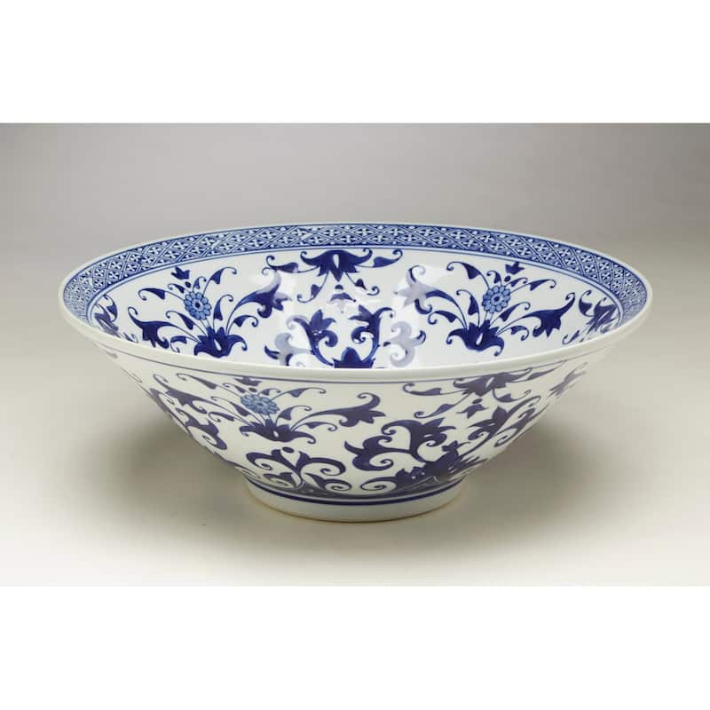 Aa Importing 59817 16 Inch Blue & White Bowl - 6 X 16 X 16 inches