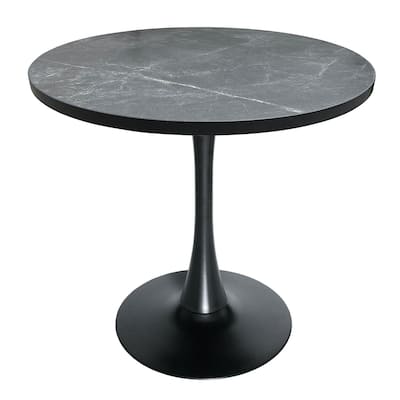 Bristol 36" Round Dining Table with MDF Top and Sleek Black Iron Base for Kitchen & Dining Room