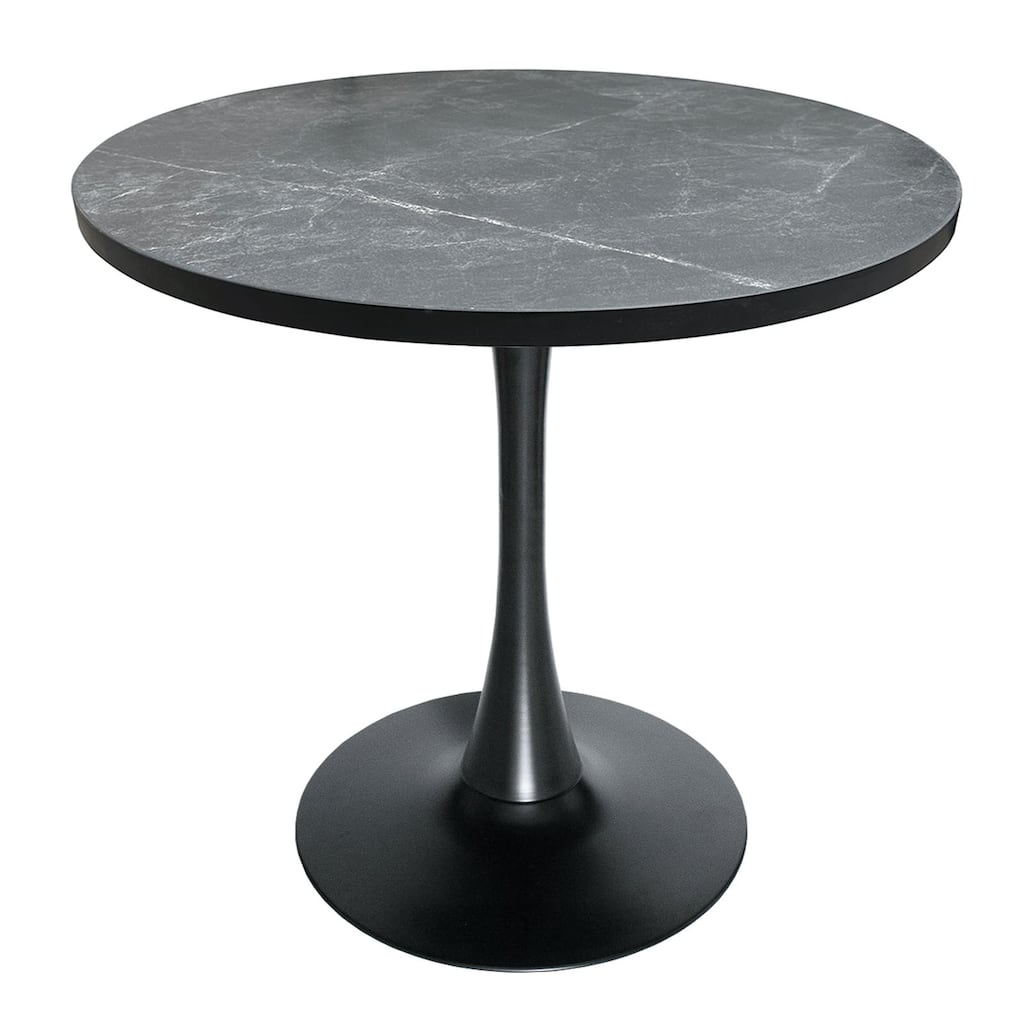 Bristol 36" Round Dining Table for 4 with MDF Top and Sleek Black Iron Base for Kitchen & Dining Room