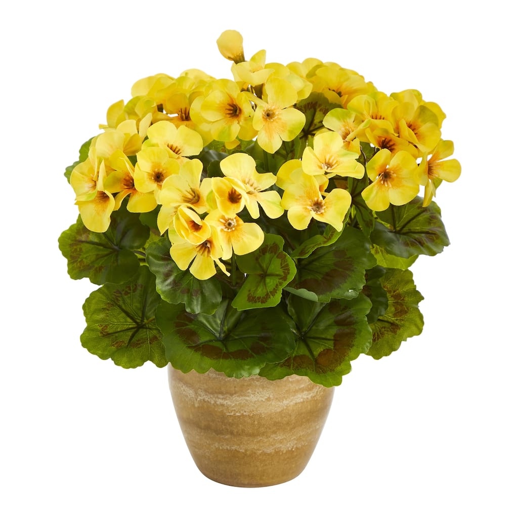 Artificial Island Plant in Planter - 11 Inch Indoor Outdoor Decor - Yellow
