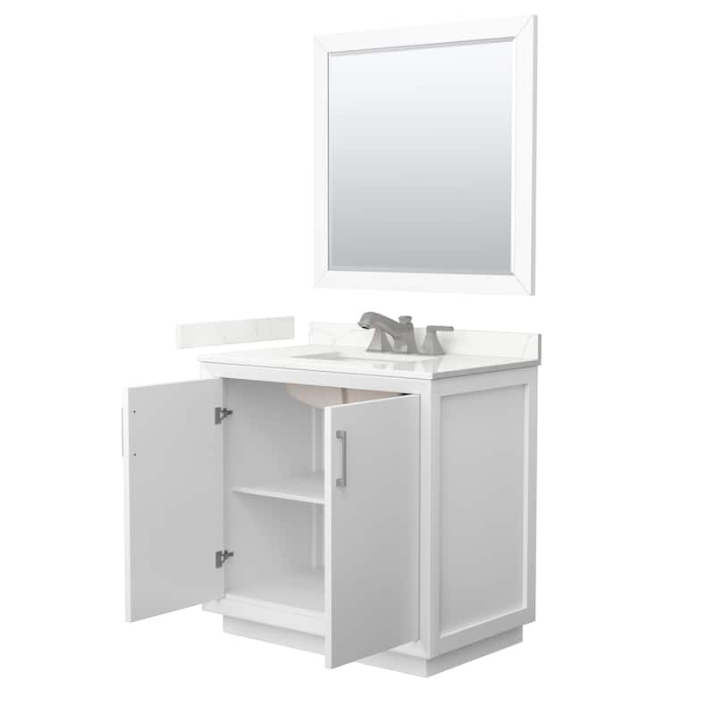 Strada 36-inch Single Vanity, Quartz Top, 34-inch Mirror