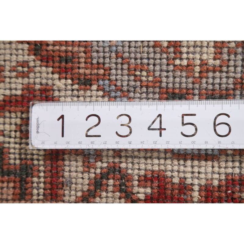 Geometric Grey Heriz Serapi Indian Rug Hand-Knotted Wool Carpet - 2'0"x 3'0"