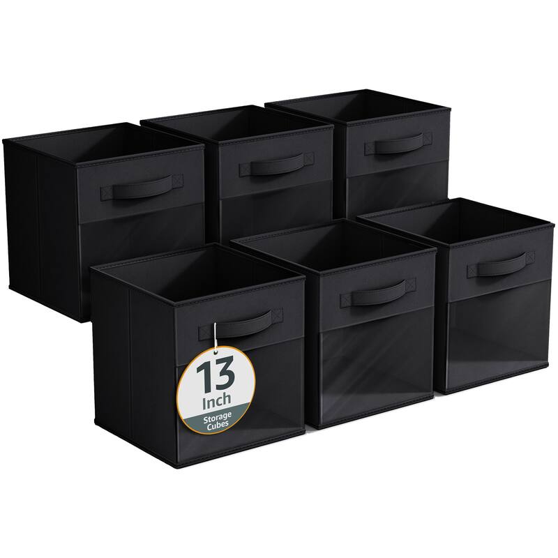 Sorbus 13" Large Storage Bin with Clear Window – 6-Pack Foldable Fabric Organizers - 13” L x 13” W x 13” H