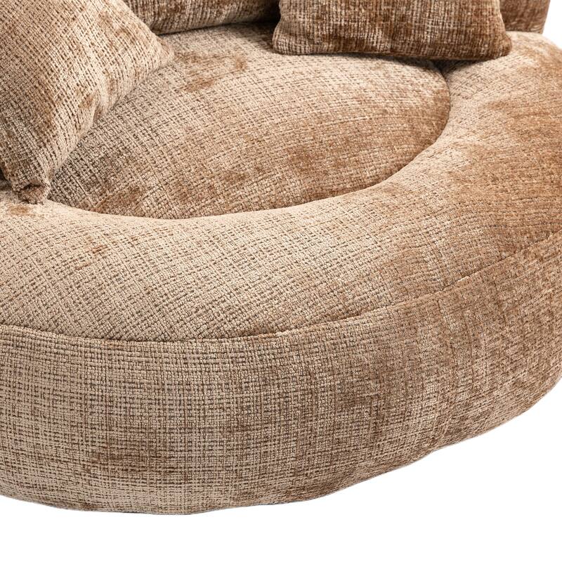 Chenille High Back Lazy Sofa with 3 Pillows and Oversized Bean Bag Chair